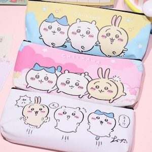 Estuche para lápices con bonitos dibujos animados, bolsa de papelería de gran capacidad, bolsa organizadora de piel sintética de 21 x 10 cm, diseño kawaii para estudiantes