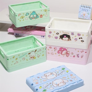 Slapende baby mini opvouwbare opbergkrat – 16,5 x 12 x 7 cm Kawaii desktop-organizerdoos voor briefpapier, make-up en kleine artikelen