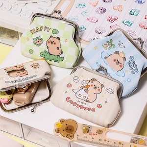 Monedero de PU con forma de carpincho, pequeño y portátil, miniestuche para auriculares, llavero, disponible en tres tamaños, 8 x 8,5 cm, 8,5 x 9,5 cm y 8 x 10,5 cm