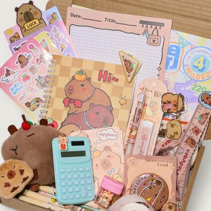 Cute & Nice Papeterie Capybara/Pack de motifs mystère/Coffret cadeau de papeterie – Fournitures de rentrée amusantes