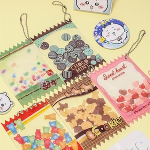 かわいい PVC バッジホルダー - 10.5 cm x 7.5 cm、チェーン付き、ハートデザイン