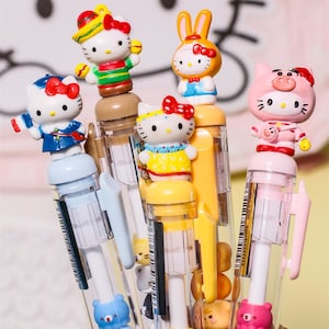 Caneta de gel DIY Charm com contas intercambiáveis e toppers Kawaii, 16,5 cm 0,5 mm, tinta preta para exames e artesanato
