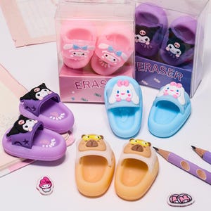 Funny Capybara Slipper Eraser – Cute Mini Kawaii Stationery, Creative School Supply, Party Favor Gift for Students