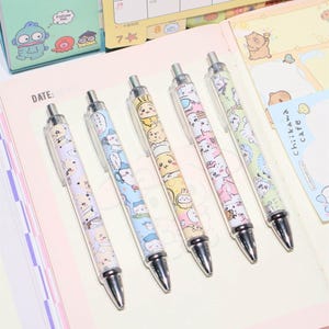 Chiikawa & Friends Retractable Gel Pens - 0.5mm Black Ink for Students/ 5 Charactor