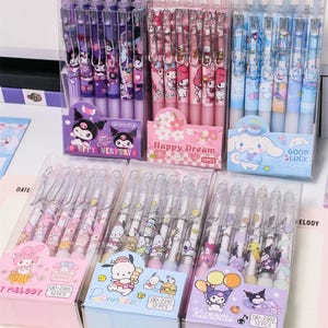 ジェルペン 12 本パック - かわいいキャラクターデザイン、速乾性、滑らかな書き心地/黒インク