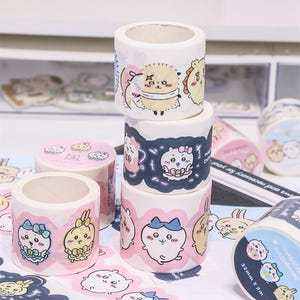 かわいい装飾和紙テープ – 日記や工作に使える愛らしいキャラクターロール、3m