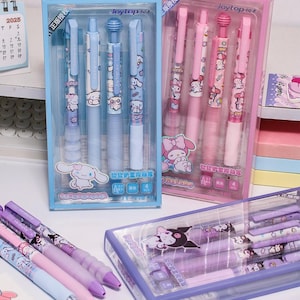 Cute Licensed Character Gel Pen Set – 4 Designs in Gift Box/0.5mm/Black Ink