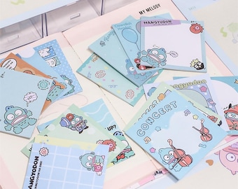 Cute Cartoon Sticky Notes – Reusable Memo Pads with Fun Fish & Octopus Designs, 4 Styles per Set, 80 Sheets Total, 7.5x7.5cm