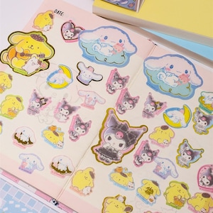 30pcs Flake Sticker Pack – Kawaii Gold-Edged Paper Seals for Journaling & DIY Crafts