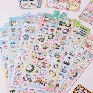 2 Sheets Chiikawa Cute Colorful Stickers – Glossy Coated Paper, Die-Cut, Kawaii Designs for Kids & Journaling