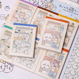 Blocco note adesive Chiikawa – 8,5×6 cm, 100 fogli, 2 design, simpatico blocco note con cartoni animati