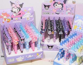 10 Series/ Cute Cartoon Gel Pens - Press-Action Black Ink Pens for Students and Quizzes/0.5mm/ 6 designs each set/ Random 1 PC