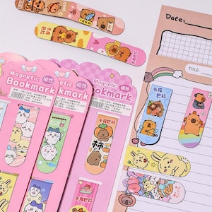 Magnetic Bookmarks, 11.8x2cm, Double-Sided, Cute and Durable, Random 6-Pack in same character
