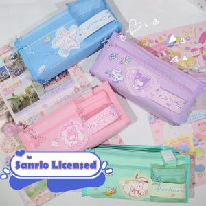 Licensed Large-Capacity Pencil Case – 21.5 × 6.5 × 9.5cm, 5-Layer Organizer with Charm & Mesh Pocket