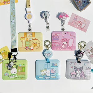 Slid Niedlicher einziehbarer Horizontaler Kartenhalter, Kawaii Lanyard, entzückender Schlüsselbund, Süßer Clip Kartenhalter