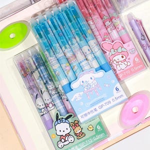 6pcs  Erasable  Gel Pen Set – 0.5mm Click Pens with Blue Ink & Extra Eraser
