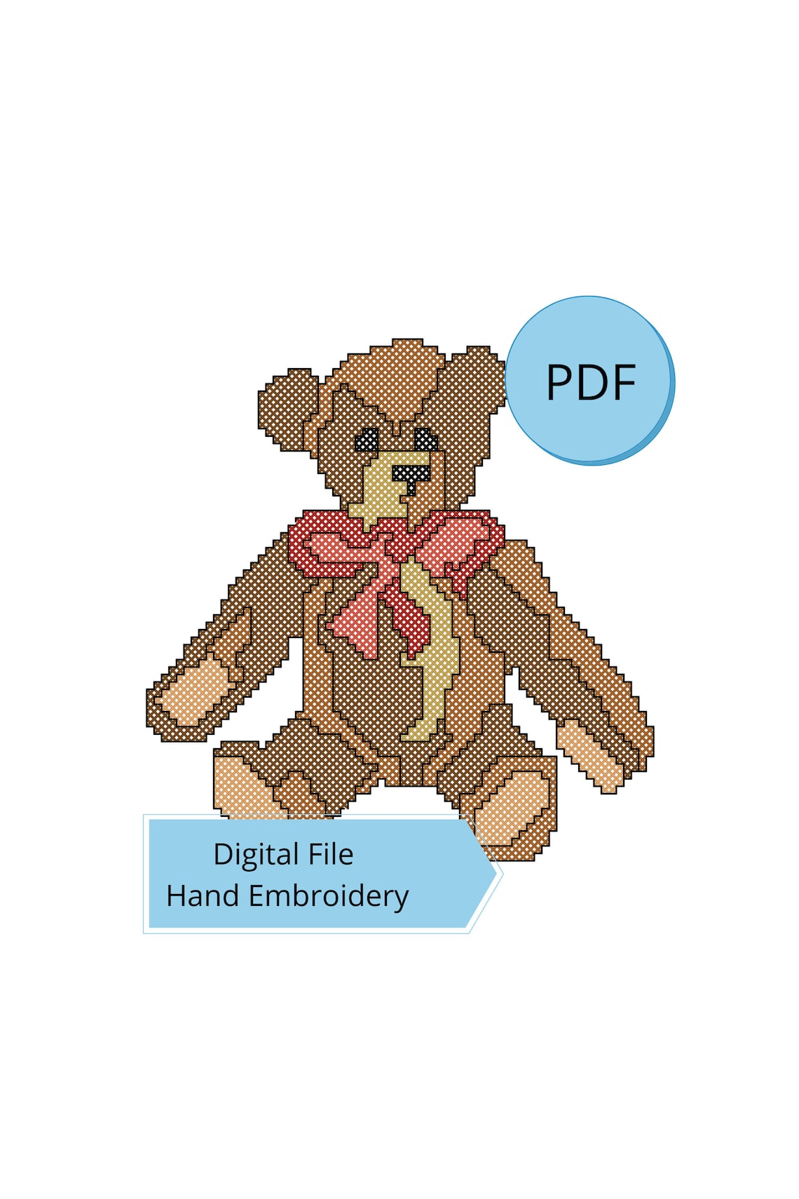 Teddy Bear Cross Stitch PDF Pattern. Design for Home decor and | Etsy