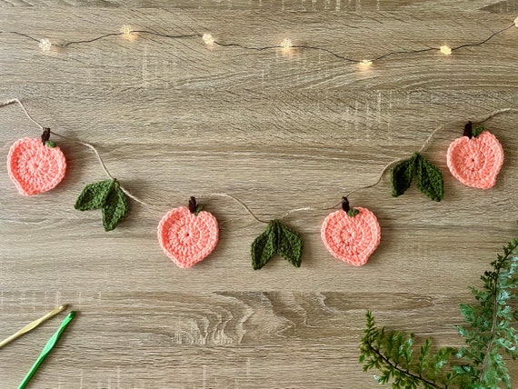 Crochet Peach Garland Fruit Garland Wall Hanging Home