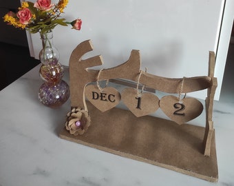 2024 Calendar Handmade Perpetual Rustic Love Calendar Flip Desk