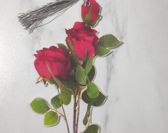 Bookmark Red Roses shaped Handmade scrapbooking Vintage bookmark 3D Roses shaped bookmark