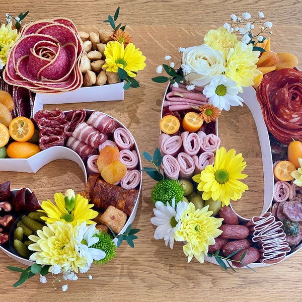 DIY invulbare letter-/nummerdozen (28 cm/11") fruitcharcuterie lade / zoete doos / bloemdoos / chocoladedoos / aardbeidoos