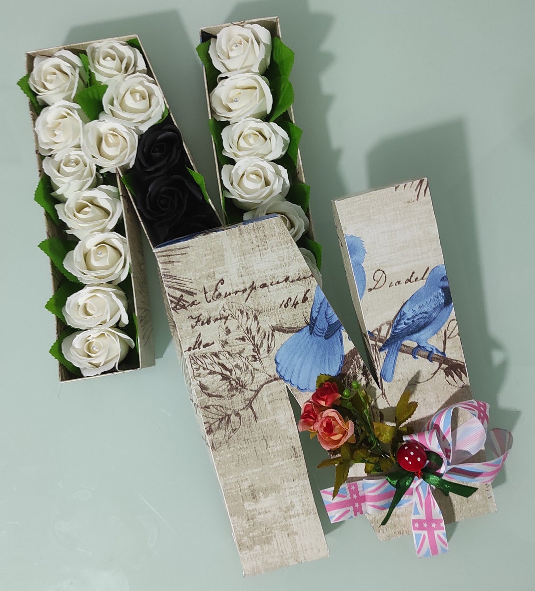 Elegant Flowers Letter Box Gift - Custom Initials/numbers, Everlasting ...
