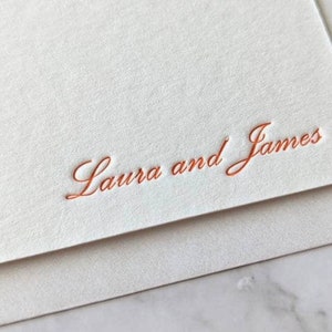 Personalised Script Letterpress Flat Notecards Correspondence Cards Choice of Ink Colour. Individual Couple Family Stationery image 1
