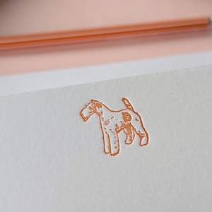 Foxterrier Letterpress Flat A6 Briefkarten Set / Notelets / Correspondence Cards. 6er-Pack. Optional bedruckte Umschläge