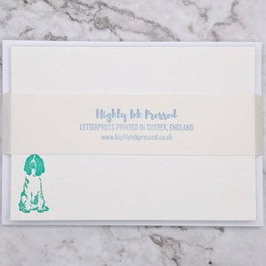 Springer Spaniel Dog Letterpress A6 Notecards / Notelets / Correspondence Cards. Pack of 6. Green Ink. Optional Printed Envelopes image 5