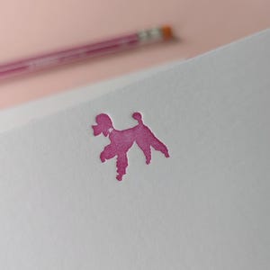 Jeu de cartes pour notes typographiques plates A6 caniche/carnets/cartes de correspondance. Paquet de 6. Enveloppes imprimées en option