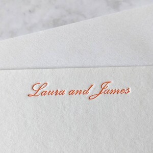 Personalised Script Letterpress Flat Notecards Correspondence Cards Choice of Ink Colour. Individual Couple Family Stationery zdjęcie 5