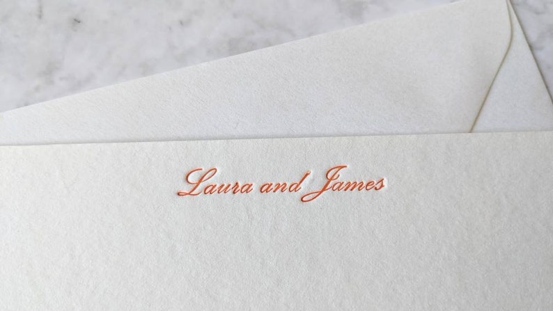 Personalised Script Letterpress Flat Notecards Correspondence Cards Choice of Ink Colour. Individual Couple Family Stationery image 5