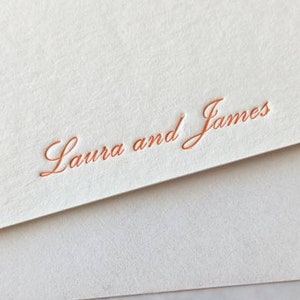 Personalised Script Letterpress Flat Notecards Correspondence Cards Choice of Ink Colour. Individual Couple Family Stationery zdjęcie 6