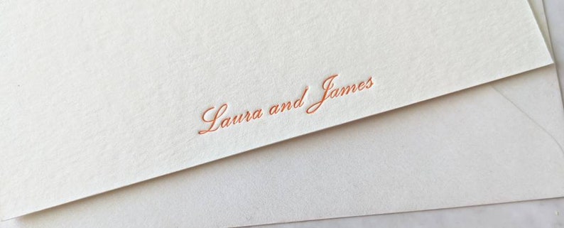 Personalised Script Letterpress Flat Notecards Correspondence Cards Choice of Ink Colour. Individual Couple Family Stationery zdjęcie 6