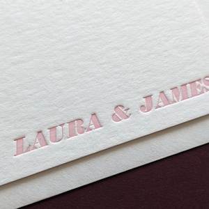 Tarjetas de notas planas personalizadas impresas con tipografía - Tarjetas de correspondencia - Elección de color de tinta. Papelería para individuos, parejas y familias