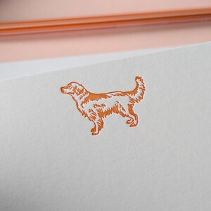 Golden Retriever Letterpress Flat A6 Briefkarten Set / Notelets / Correspondence Cards. 6er-Pack. Optional bedruckte Umschläge