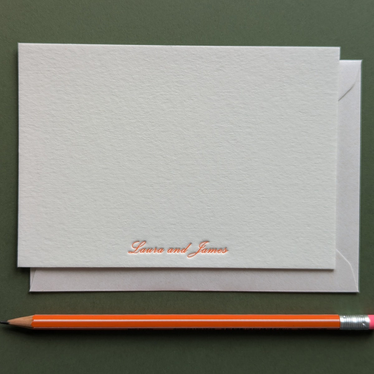 Personalized Script Letterpress Flat Stationary