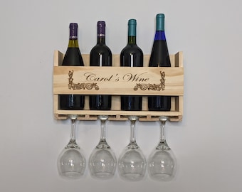 Customizable Wine Rack, wall mount wine bottle/glass rack