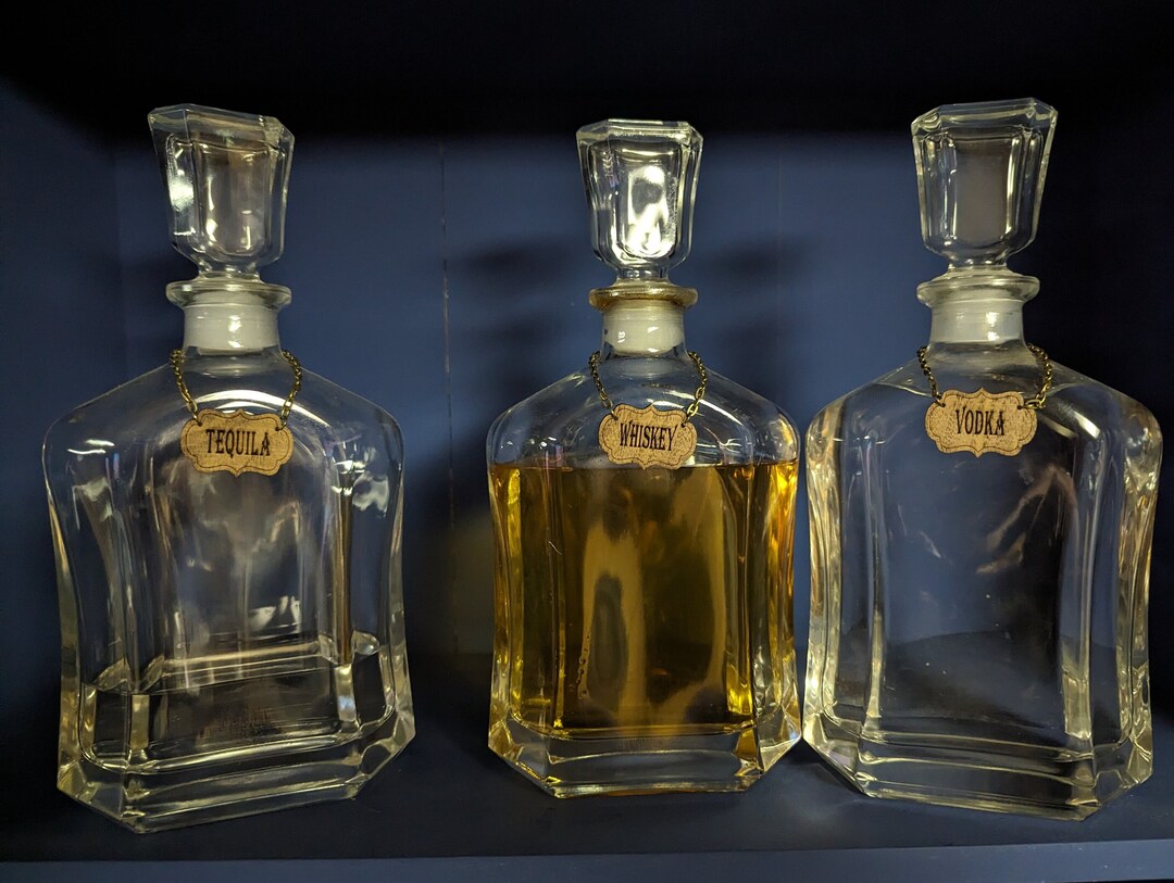 Walnut Decanter Tags, Labels. Liquor Tags. Customizable. Laser Engraved