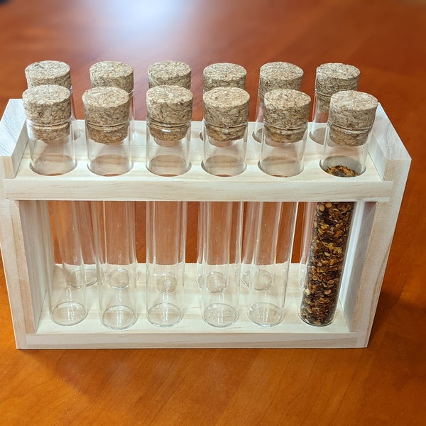 Spice Rack/Propagation Station with glass tubes and corks