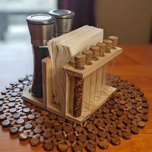 Kombination Gewürzregal/Serviettenhalter/Salz & Pfeffermühle Ständer