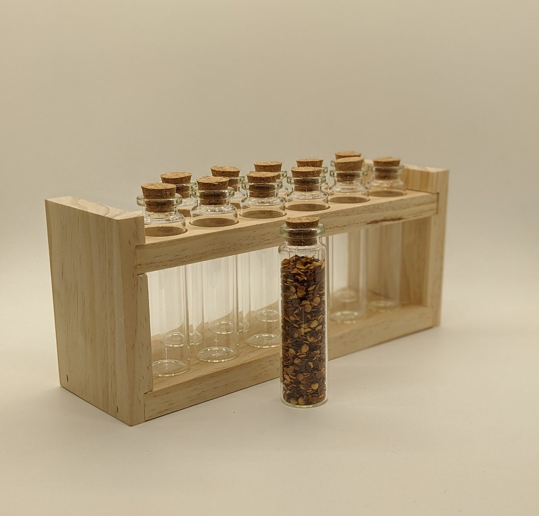 Spice Rack With Glass Tubes and Cork Stoppers - Etsy