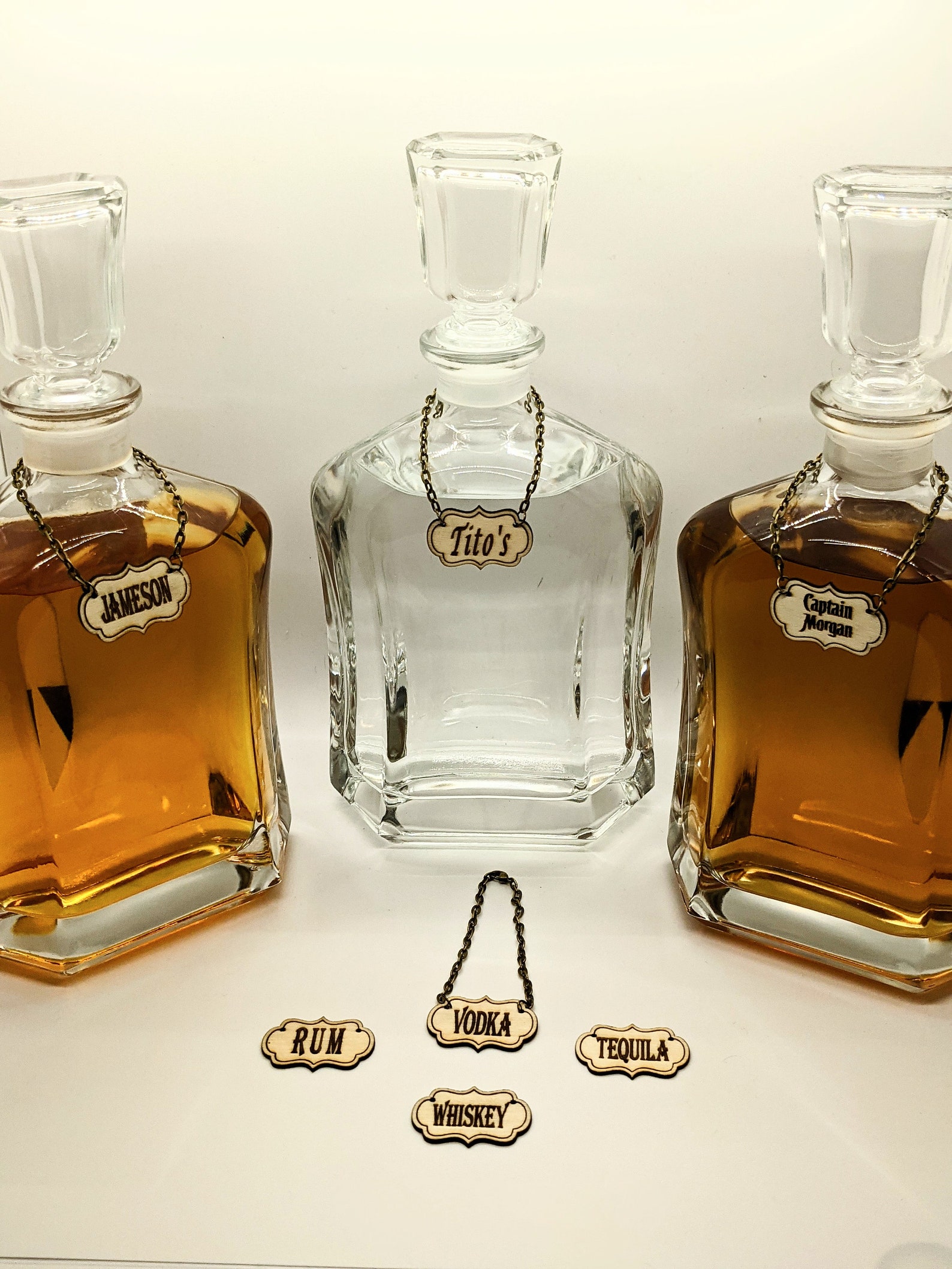 Wood Decanter Tags labels. Liquor tags. Customizable. Laser Etsy