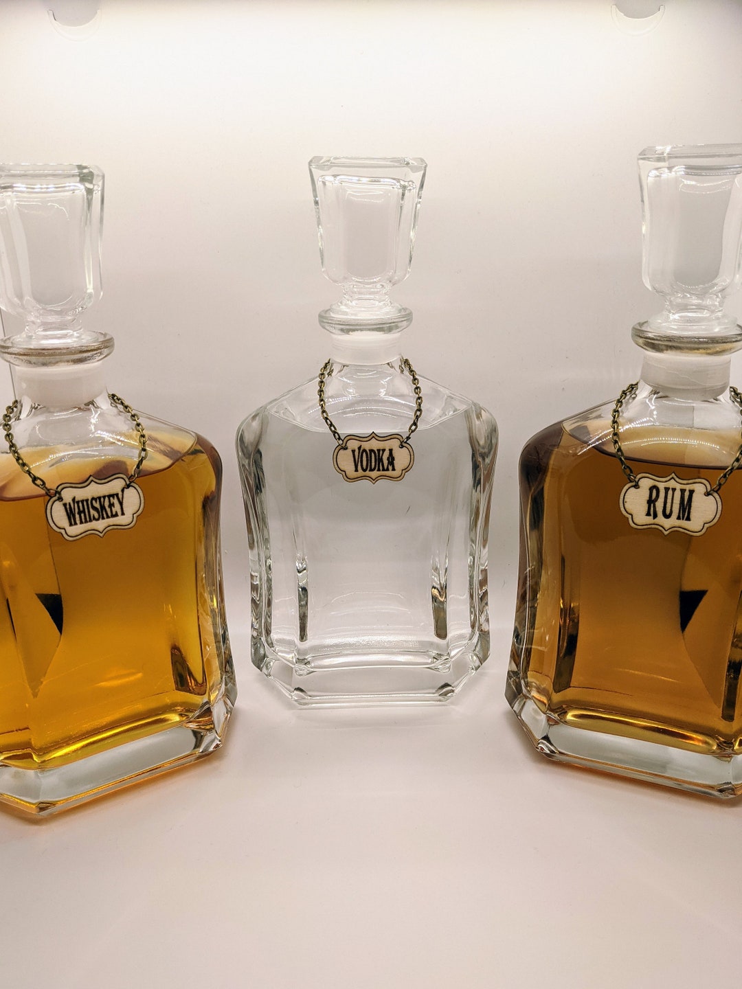 Wood Decanter Tags, Labels. Liquor Tags. Customizable. Laser Engraved