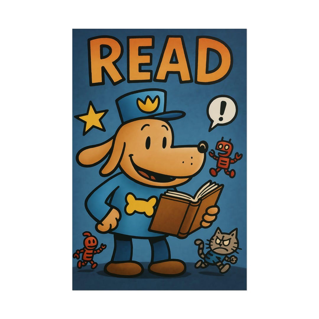 Dogman Poster Wall Art READ Poster Reading Motivation Wall Art