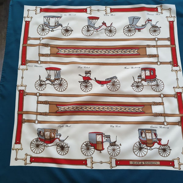 Vintage scarf Jean de Bahrein Horse carriage carriage - A76