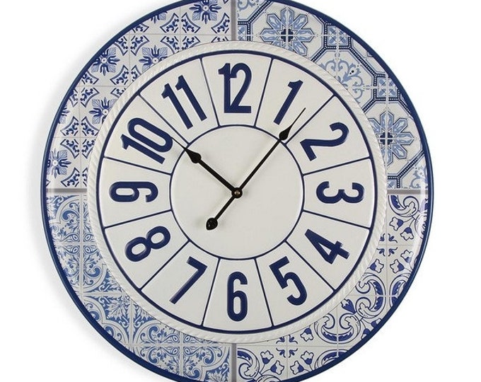 Spanish Tile Clock Large wall Clock Wall Decor Rustic Etsy