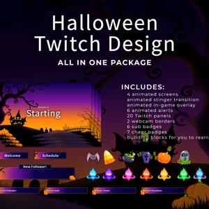 Sparkly Halloween All in One | Twitch Youtube Facebook Discord | Stream Package