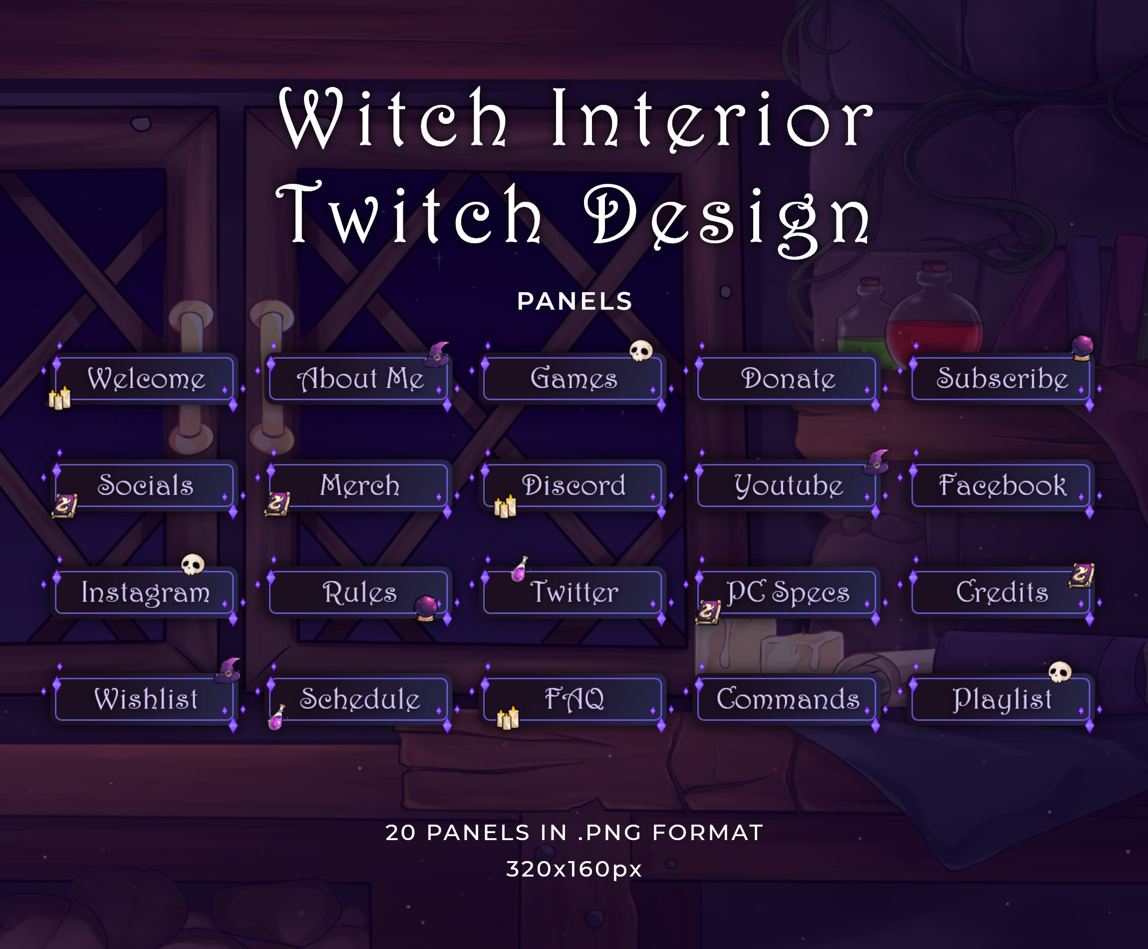 Witch | Panels | Twitch Discord Youtube - Etsy