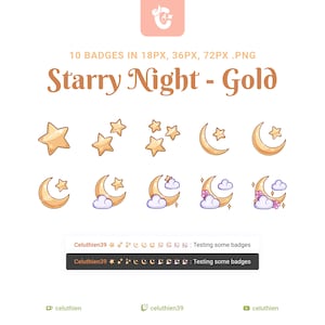 Starry Night GOLD | Sub/Bit Badges | Discord Role Badges | Twitch Discord Youtube